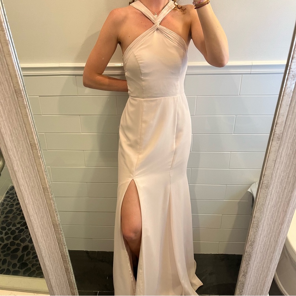 Light Pink Floor Length Azazie Dress with Slit !